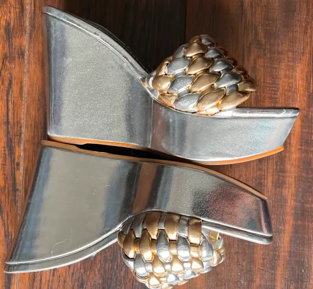 Silver Gold Wedge Sandals63694106802049123