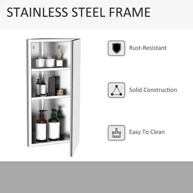 HOMCOM Wall Mounted Bathroom Corner Mirror Storage Cabinet  in Hutches & Display Cabinets in Markham / York Region - Image 7