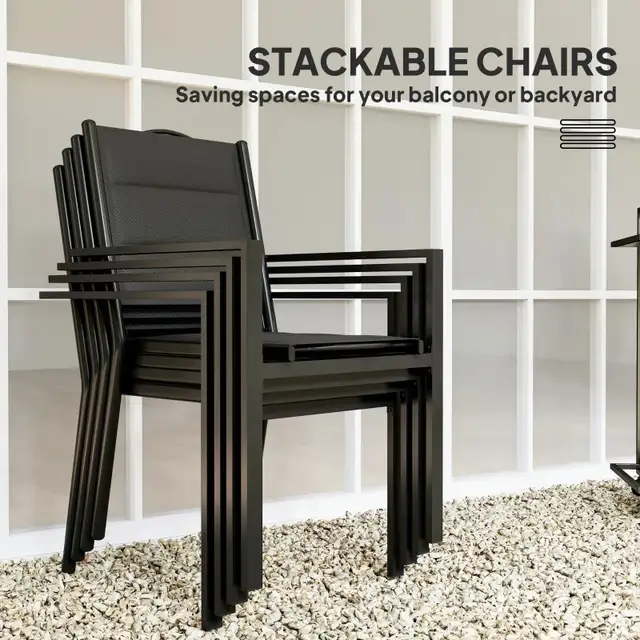 5 Piece Outdoor Dining Set w/ 4 Stackable Chairs, Rectangle Tabl in Dining Tables & Sets in Markham / York Region - Image 6