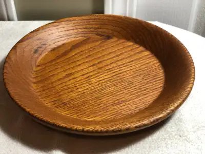 10 Inch By 1 1/4" Deep Oak Serving Plate, View more
