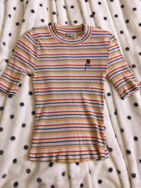 Urban Outfitters - Waist-Length Striped Ribbed Mockneck Top