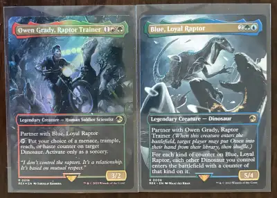 MTG Owen Grady, Raptor Trainer (Foil)  and Blue, Loyal Raptor , View more