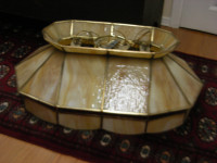 OLD TIFFANY STYLE CEILING FIXTURE-SLAG GLASS