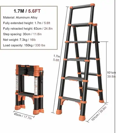 Telescopic Ladder Heavy Duty Aluminum Telescoping Ladder, View more