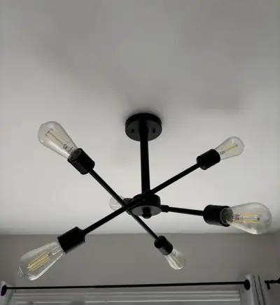 All black Sputnik Modern Linear Chandelier, View more