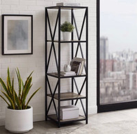  NEW Wood Shelves Bookcase (Walker Edison)  