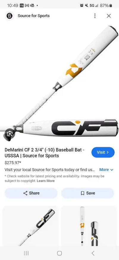 Demarini CF 29 drop 10 youth USSSA , View more