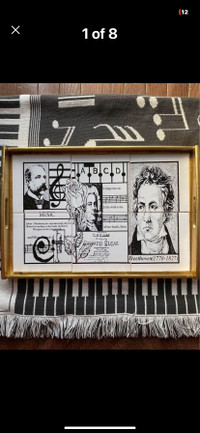 Beautiful Music Themed Tile Wood Serving Tray Beethoven Elgar