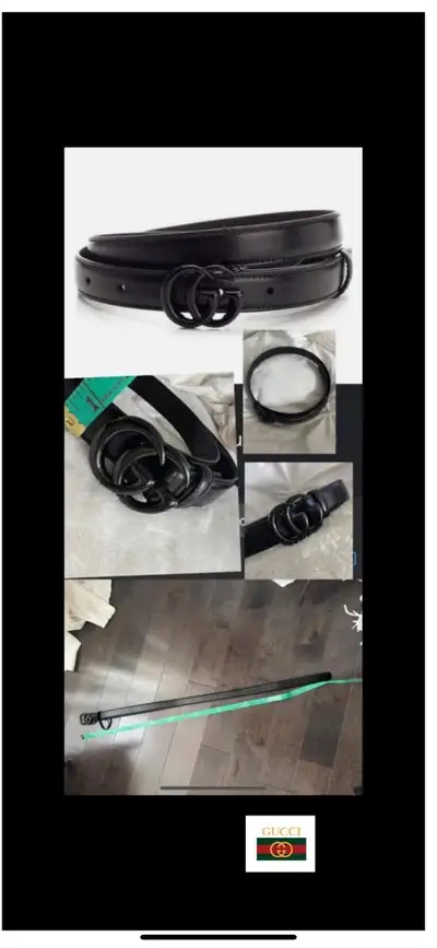 UNISEX Gucci GG Marmont Buckle BeltBlack/Black Fits 25”- 32” W, View more