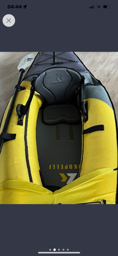 kayak gonflable Kokopelli , jaune et gris, plancher rigide, 3 chambres à air, sac de transport très...