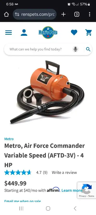 Metro Air Force Commander Dog Blower — Professional Grade Dryer Trusted by groomers & pet owners! Po...