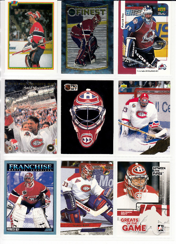 Feuille de 9 cartes hockey Patrick Roy - lot 2 dans Art et objets de collection  à Ville de Québec - Image 2