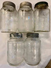 Vintage Nabob Glass Jars (5 with glass lids, 1 with metal lid)