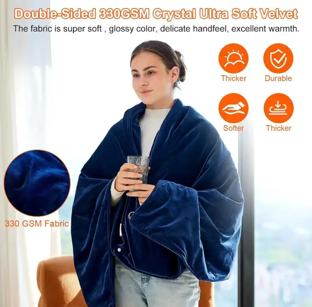 New Heated Wearable Electric Blanket with 10000mAh Battery60x34" in General Electronics in Calgary - Image 2