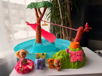 Barbie Chelsea Party piscine Tyrolienne animaux complet!, View more