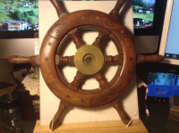 Vintage Ship's Wheel Nautical Decor 16"