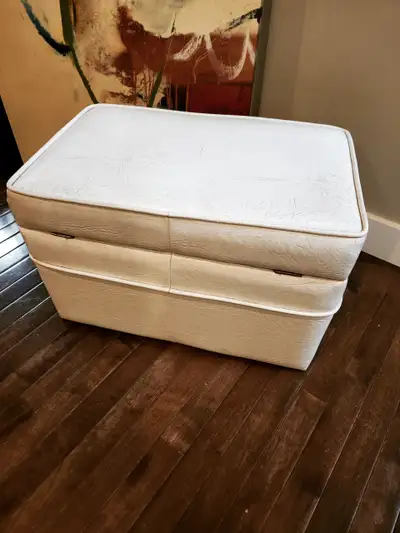 White MID CENTURY records Storage Ottoman, View more