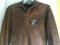 Men's Leather Bomber Jacket / Coat - Size L / XL