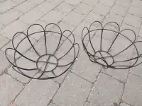 Pair of metal flower baskets