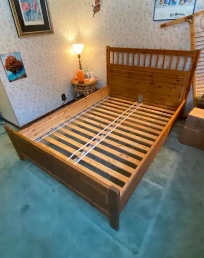 IKEA HEMNES Queen size bed frame wooden , View more