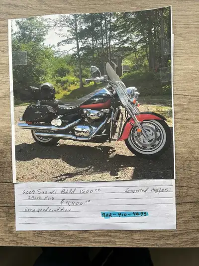 Beautiful 2009 Suzuki VL1500T, 1500cc BLVD motorcycle, inspected in Aug 25. 29000 KMS. If interested...