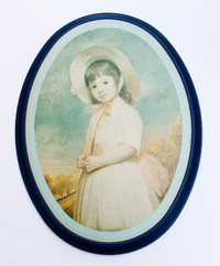 Jolie Portrait vintage sur métal  (ovale 14 pouces en hauteur et