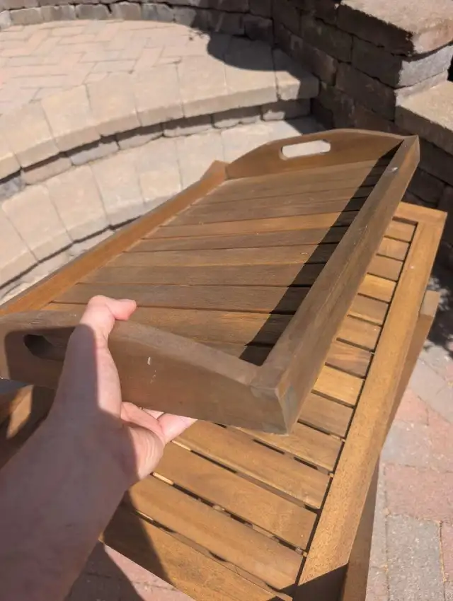 Outdoor Teak Serving Cart in Patio & Garden Furniture in Oshawa / Durham Region - Image 4