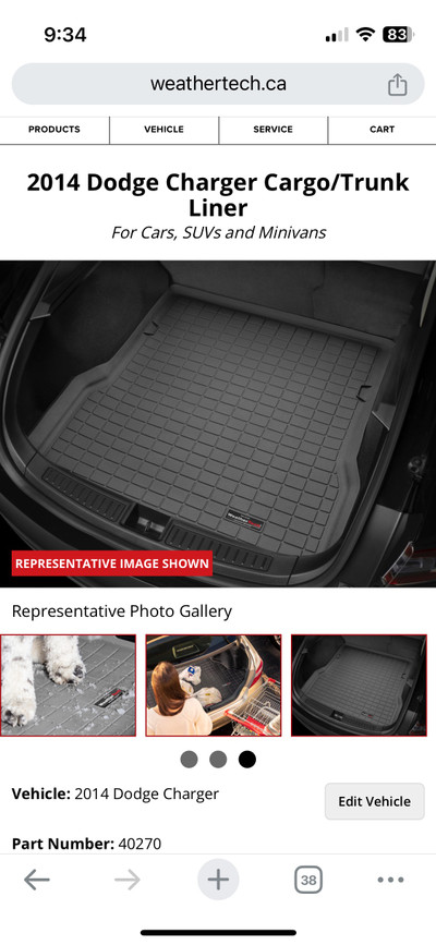 Dodge Charger weather tech trunk mat
