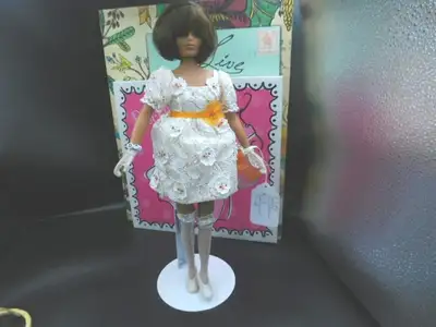 16" TANNED DAISY DOLL IN MILKMAID ORIGINAL OUTFIT, JEWELRY, BUCKET....16 inch, African American DAIS...