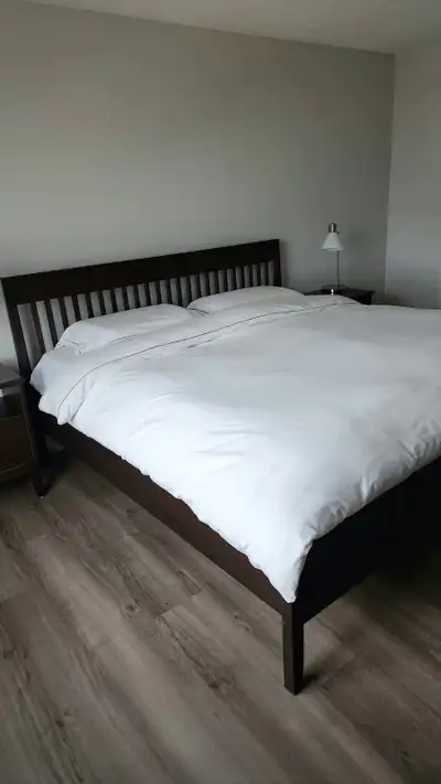 IKEA IDANÄS King Bed + HAUGSVÄR Mattress + Topper – Moving Sale, View more