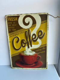 FRESH COFFEE SST TIN SIGN - 16 x11 inches