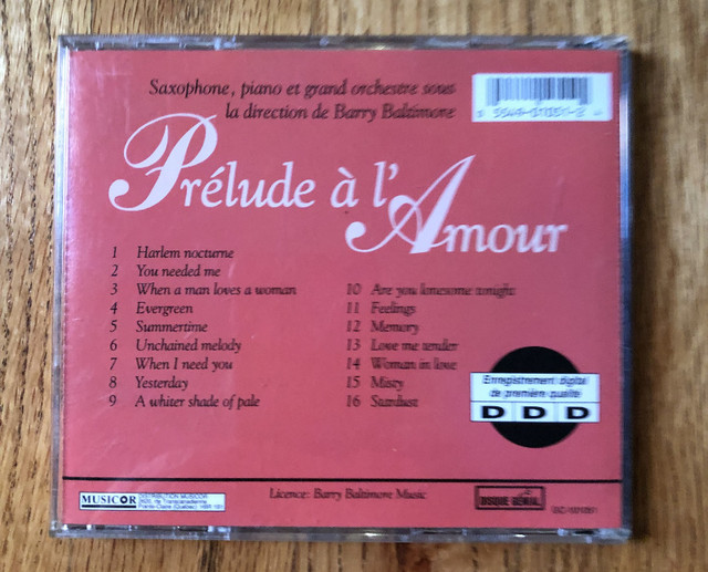 CD PRÉLUDE À L'AMOUR , orchestre sous  Barry BALTIMORE in Other in Longueuil / South Shore - Image 3