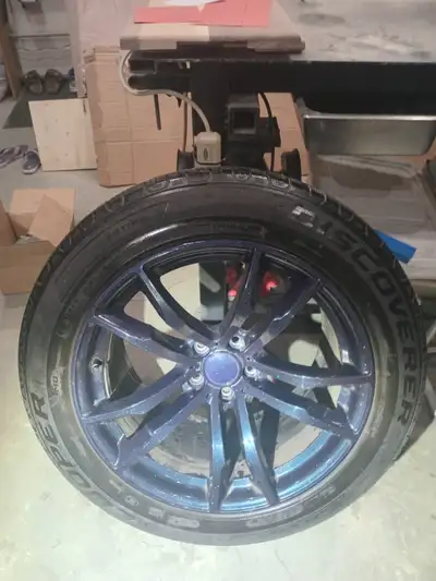 Set of 4 5x120 Bolt Pattern 74.1mm hub +35 offset Cooper Discoverer M+S 275/50R20 slight stretch 80%...