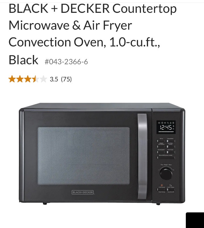 Black + Decker countertop microwave & airfryer convection oven