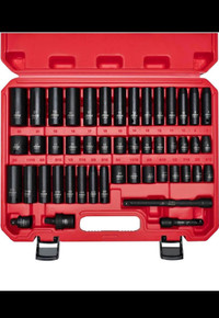 AMM 3/8" Drive Impact Socket Set, 48-Piece Standard SAE (5/16 to