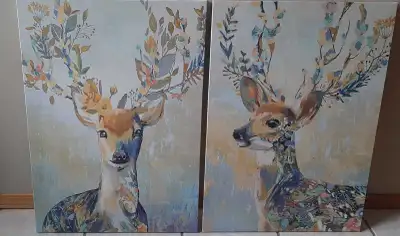 Deer on canvas $35 Pair, View more