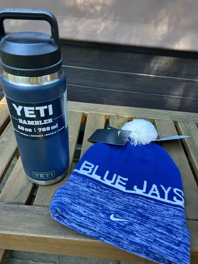 Blue Yeti Rambler and Nike Blue Jays toque (both brand new), View more