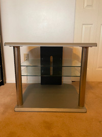 Silver TV / Audio Stand – Glass Shelves Chrome Legs