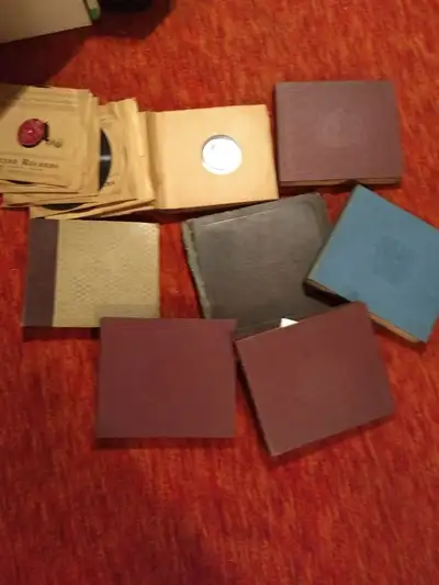 Antique vinyl records. seven books ( found one more book ) total eight with vinyl records and fourte...