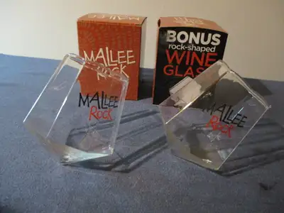 2 VINTAGE MALLEE ROCK SHAPED WINE GLASSES-ORIGINAL BOXES-UNIQUE!, View more