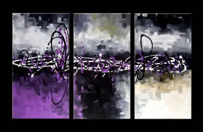 Royal 36”x24” Original Fine Art Abstract Painting on 3 canvases, View more