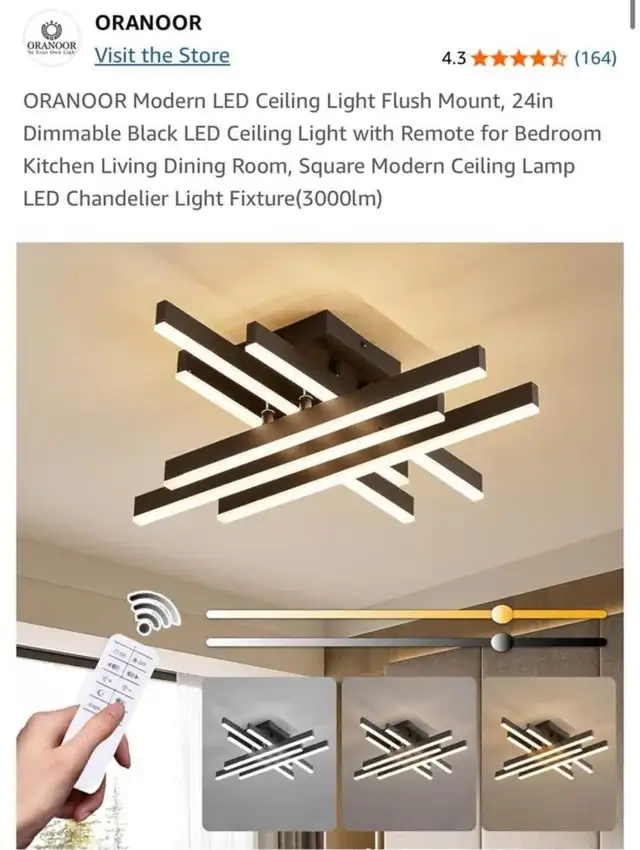 Oranoor Modern LED Ceiling Light Flush Mount, 24 in dimmable, in Indoor Lighting & Fans in City of Toronto - Image 2
