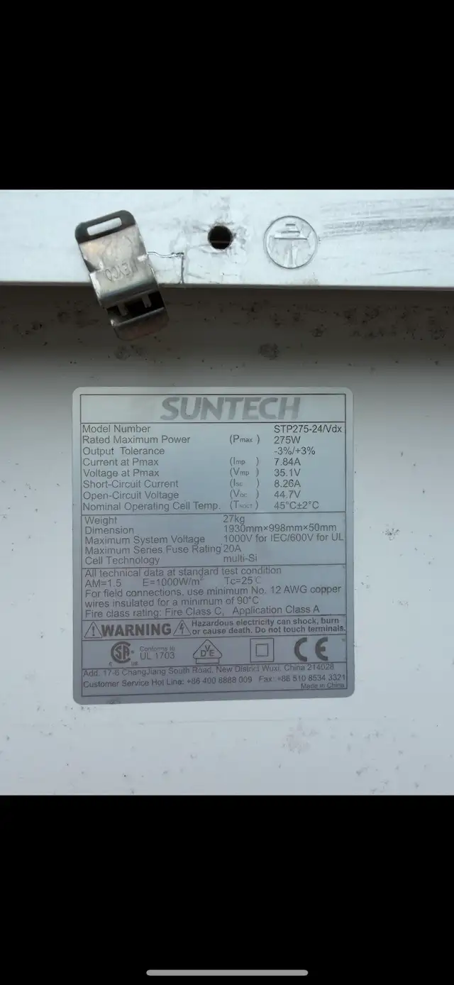 SUNTECH SOLAR PANELS602765298500915202