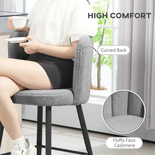 Faux Cashmere Bar Stool Counter Height Bar Stools with Back for  in Chairs & Recliners in Markham / York Region - Image 4
