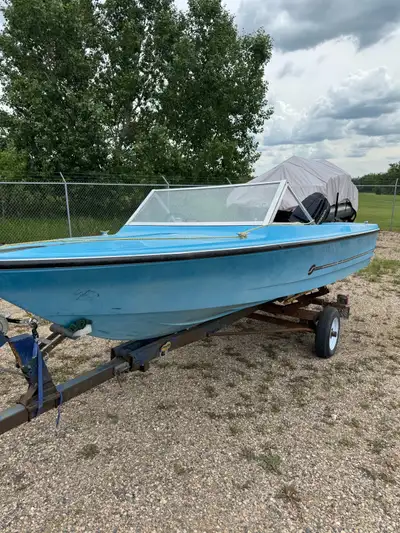 Solid 1966 Silverline 15ft boat has a 1990 Mercury 50hp engine. Engine need a tune up, has 123psi co...