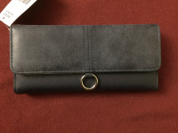 Navy faux-suede/leather wallet, brand new with tags