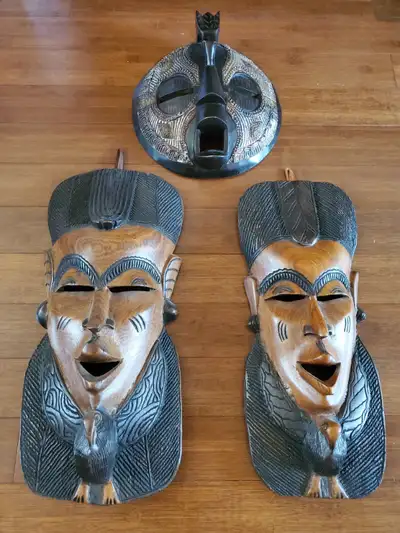 This is a unique collection of 7 masks from the Gambia, Mali, Ghana, Burkina Faso, etc. There are al...