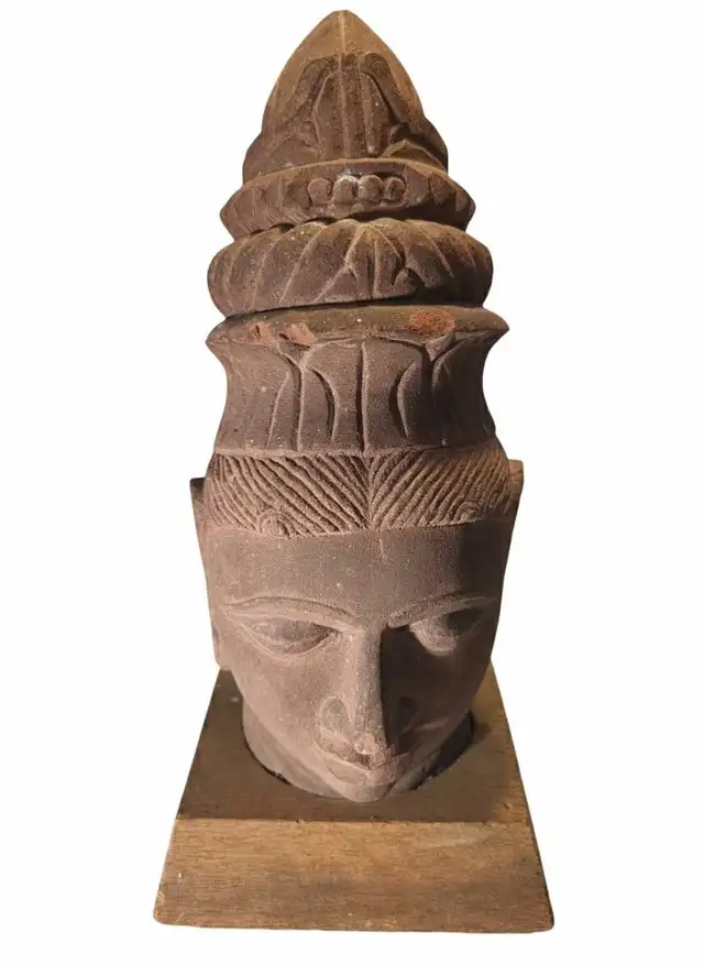Monumental 14" Hand-Carved Solid Sandstone Deity Sculpture578765035951237124