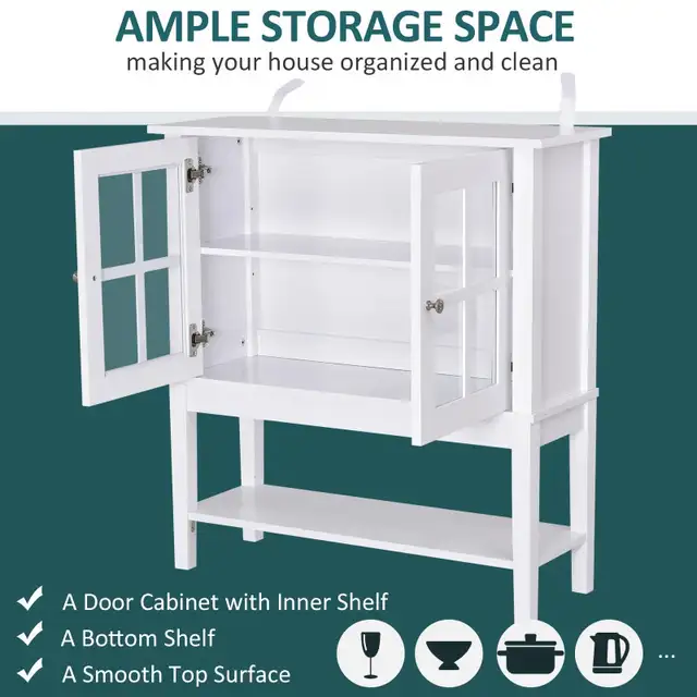 Modern Sideboard Buffet Cabinet Wood Console Table with Glass Do in Hutches & Display Cabinets in Markham / York Region - Image 6