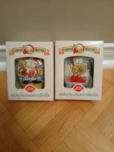 2- Garfield Collection Dairy Queen Holiday Tin Ornaments- new, View more